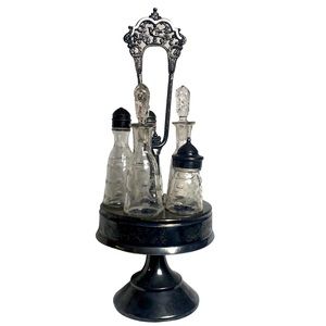 Antique silver cruet set circa 1860s 4x plated silver made in Albany, NY